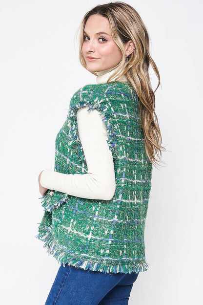 Plaid Tweed Vest - All Season Fashion