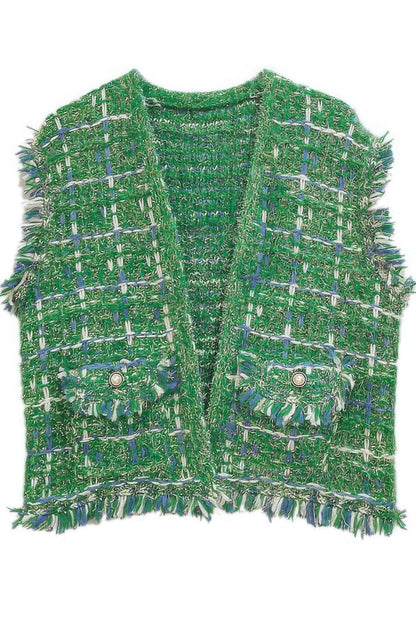 Plaid Tweed Vest - All Season Fashion