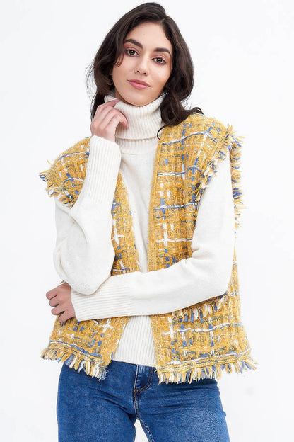 Plaid Tweed Vest - All Season Fashion