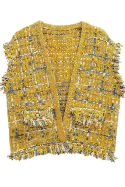 Plaid Tweed Vest - All Season Fashion
