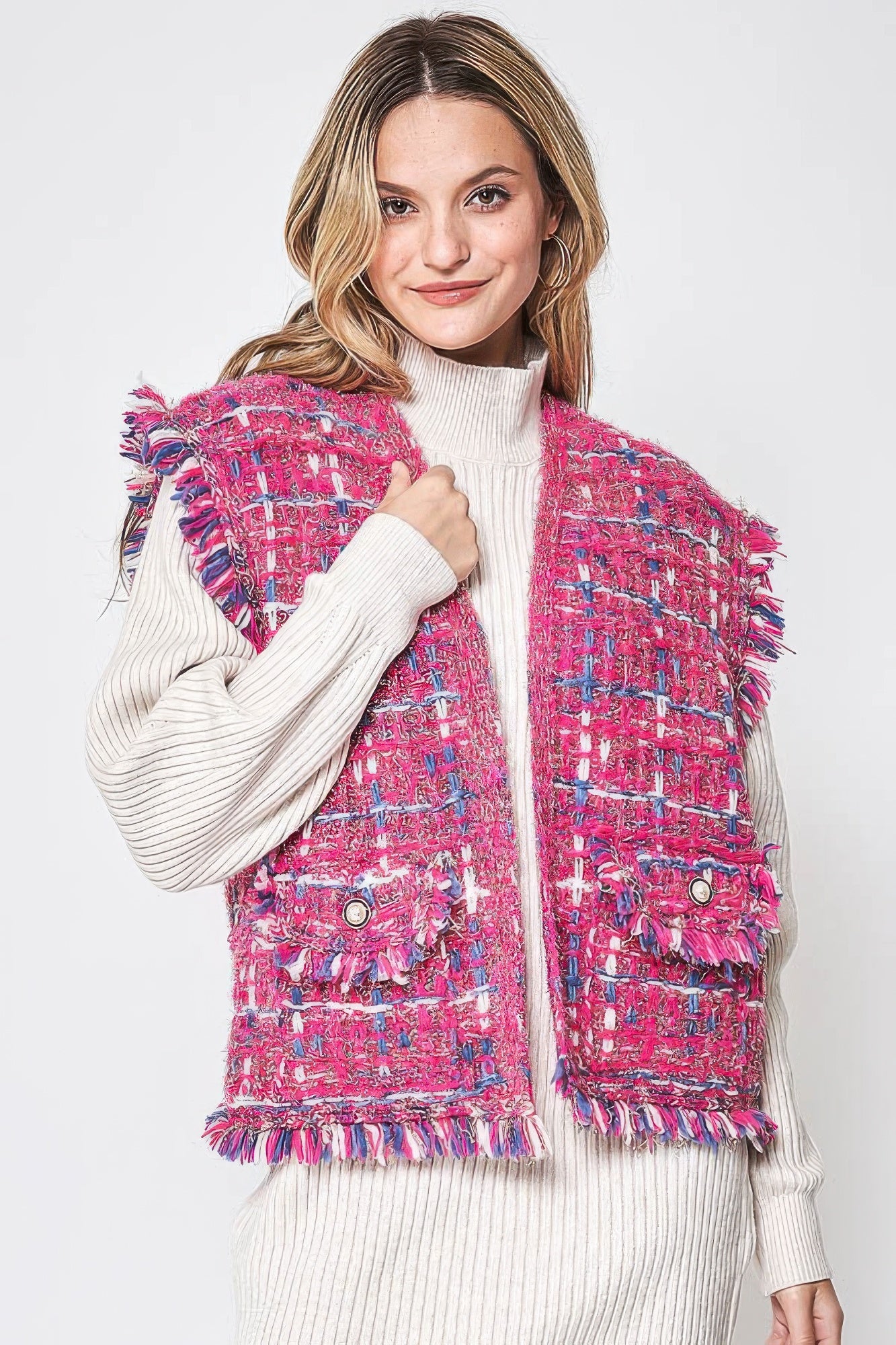 Plaid Tweed Vest - All Season Fashion