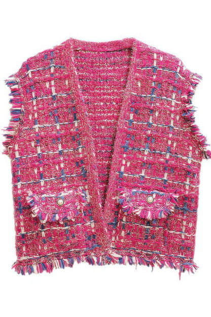 Plaid Tweed Vest - All Season Fashion