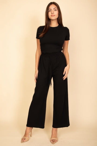Relaxed Fit Top And Wide-leg Pants Set - All Season Fashion