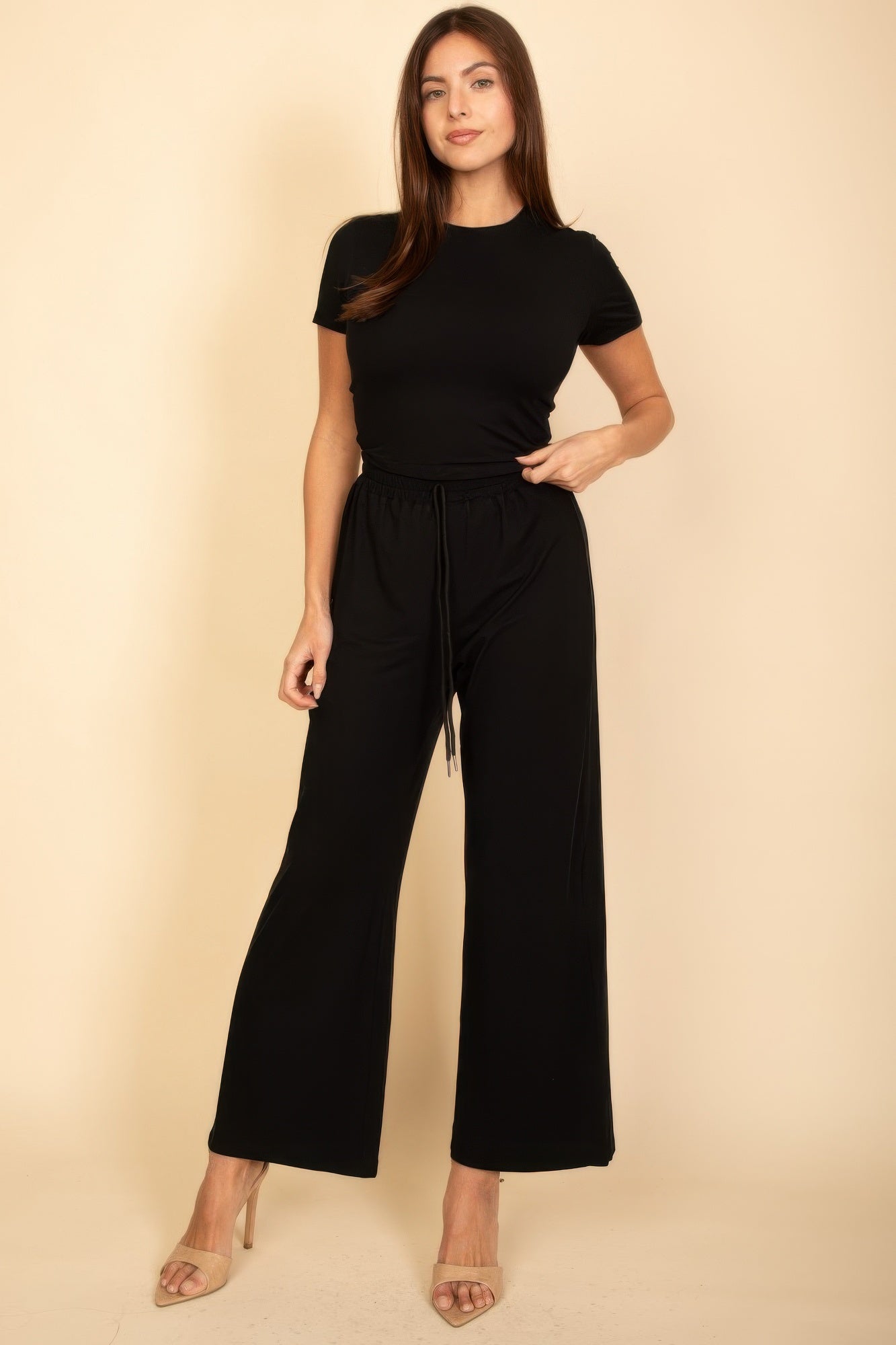 Relaxed Fit Top And Wide-leg Pants Set - All Season Fashion