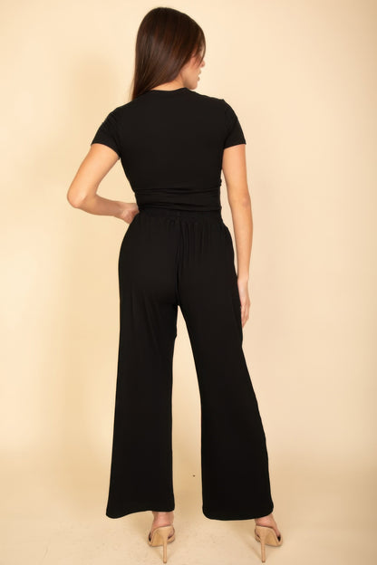 Relaxed Fit Top And Wide-leg Pants Set - All Season Fashion