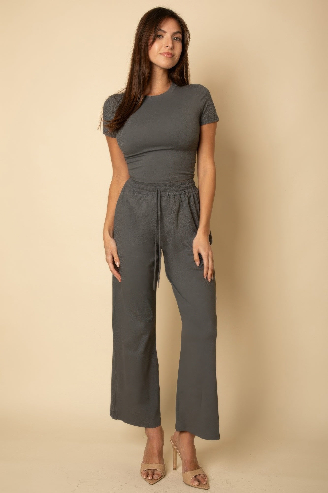 Relaxed Fit Top And Wide-leg Pants Set - All Season Fashion