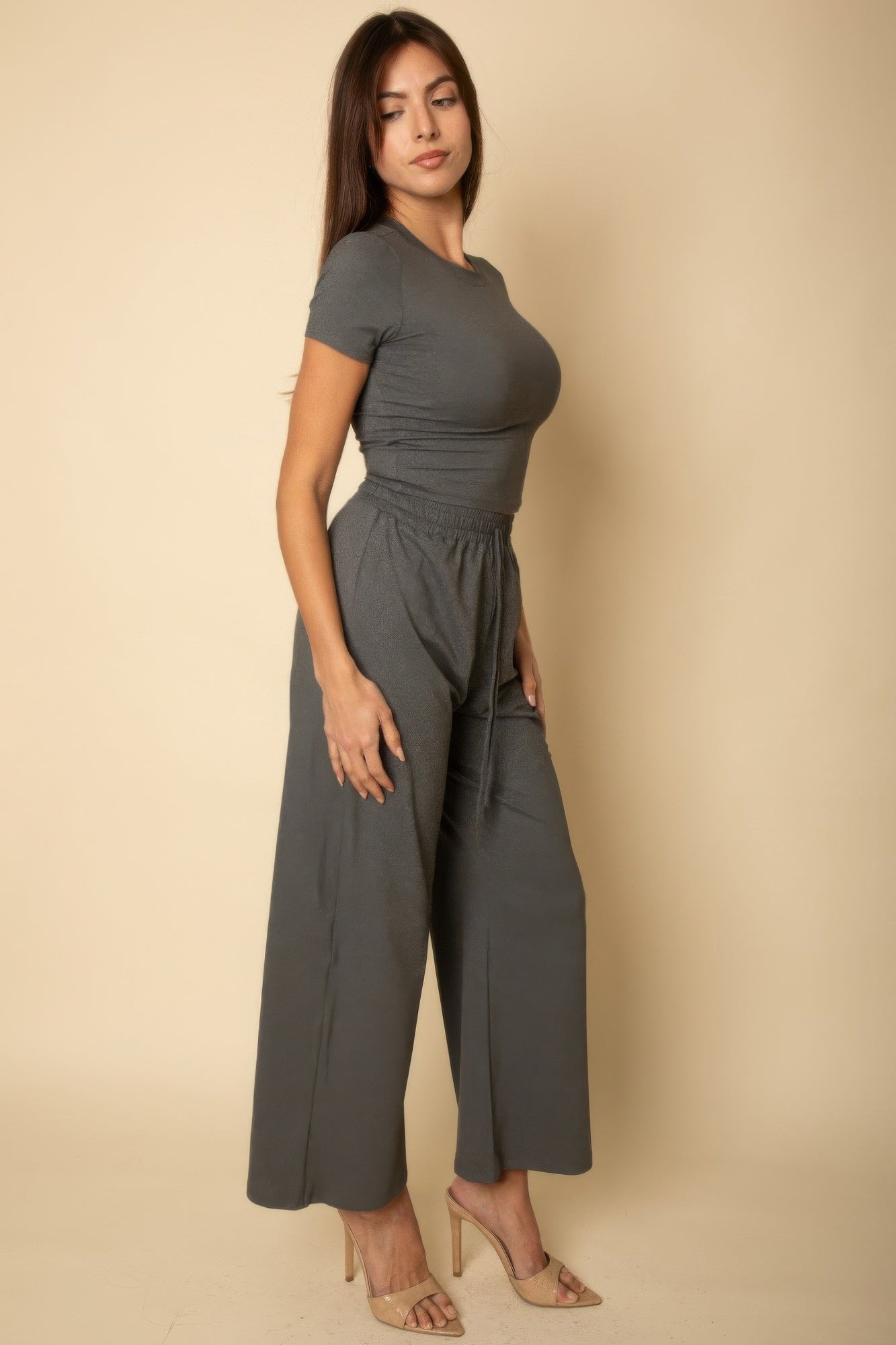 Relaxed Fit Top And Wide-leg Pants Set - All Season Fashion