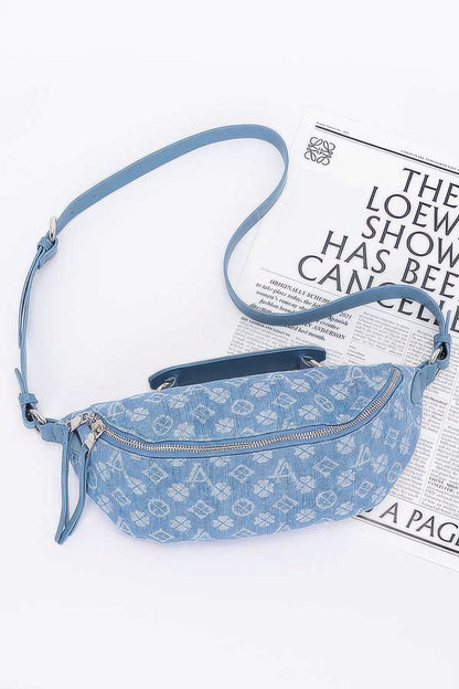 Embossed Denim Crossbody Bag - All Season Fashion