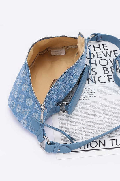 Embossed Denim Crossbody Bag - All Season Fashion