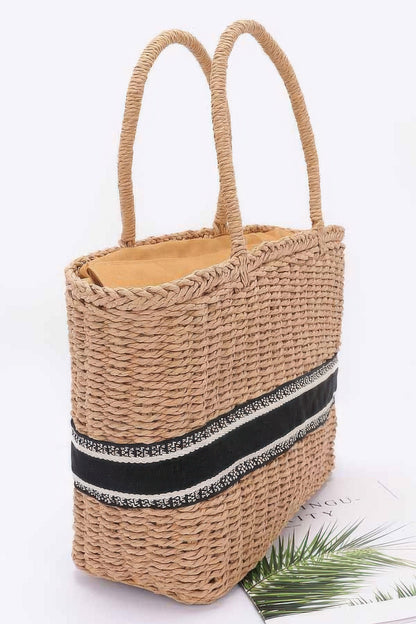 Faux Straw Tote Bag - All Season Fashion
