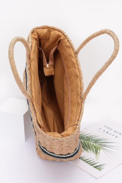 Faux Straw Tote Bag - All Season Fashion
