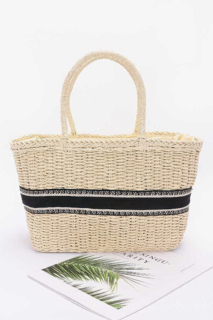 Faux Straw Tote Bag - All Season Fashion