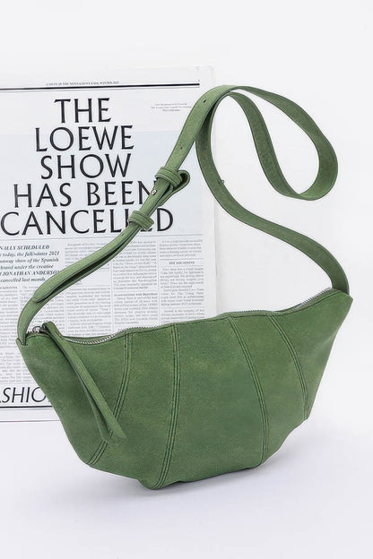 Faux Suede Croissant Bag - All Season Fashion