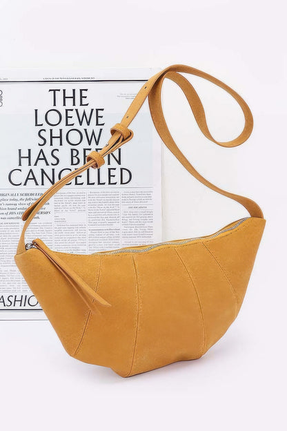 Faux Suede Croissant Bag - All Season Fashion