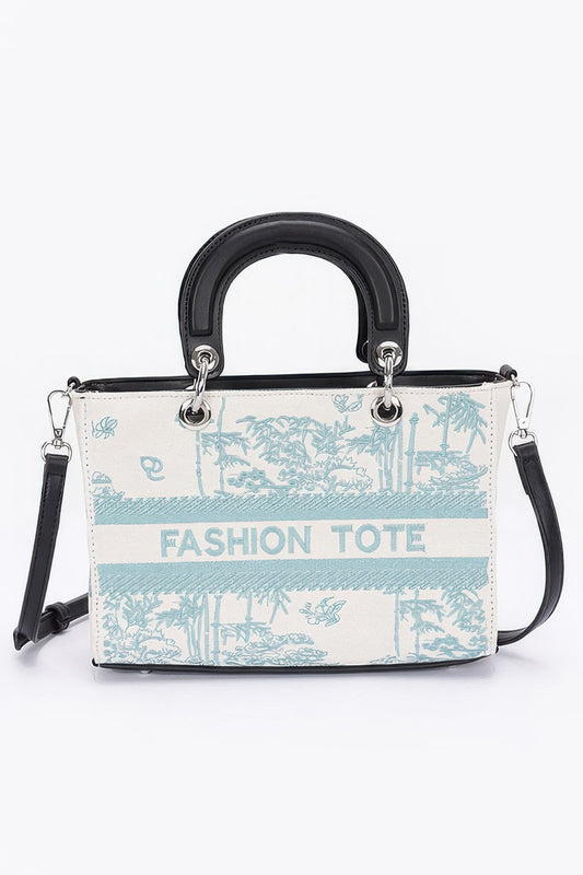 Embroidery Faux Leather Tote Bag - All Season Fashion