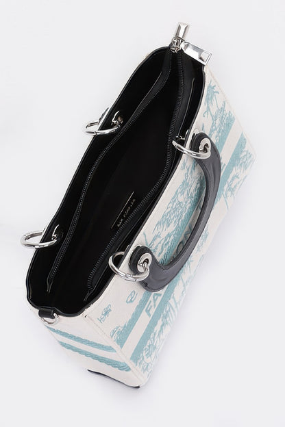 Embroidery Faux Leather Tote Bag - All Season Fashion