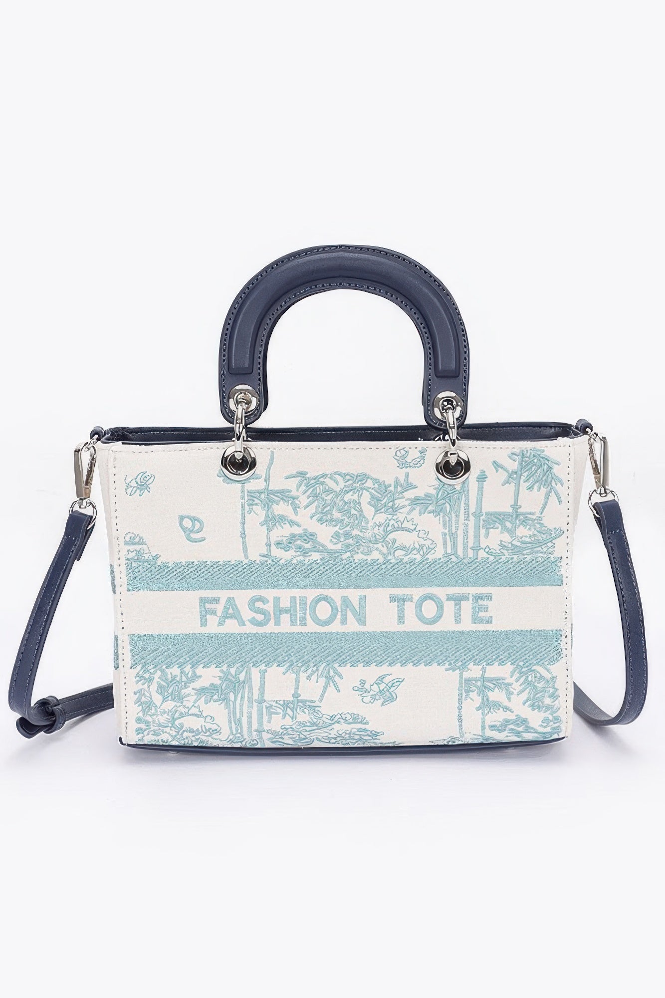 Embroidery Faux Leather Tote Bag - All Season Fashion