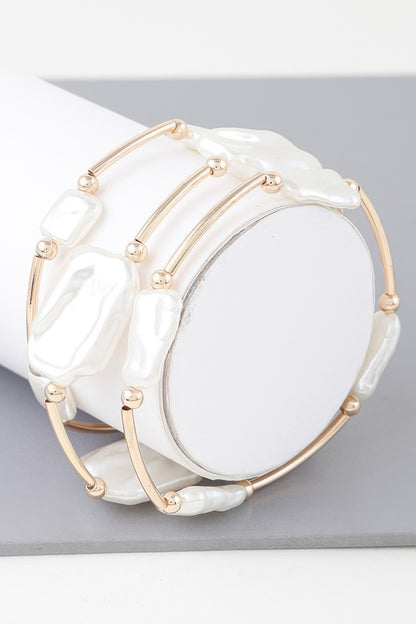 Multi Abstract Pearl Stone Tube Bracelet - All Season Fashion