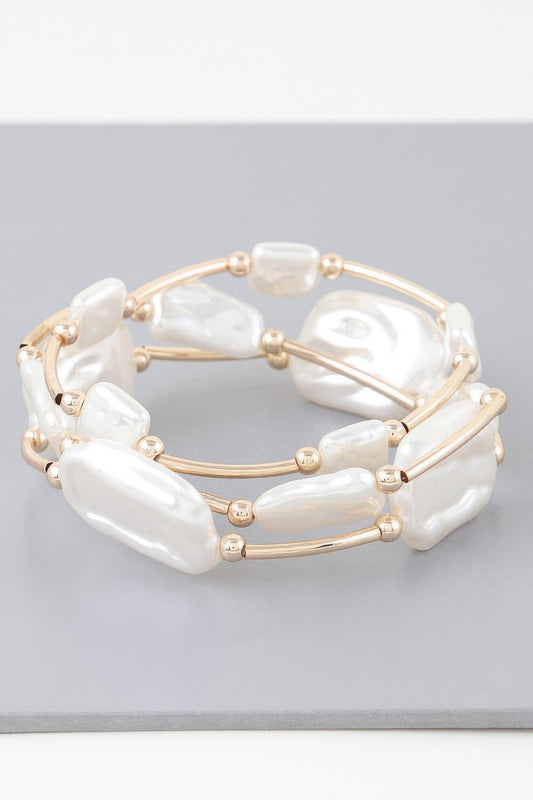 Multi Abstract Pearl Stone Tube Bracelet - All Season Fashion