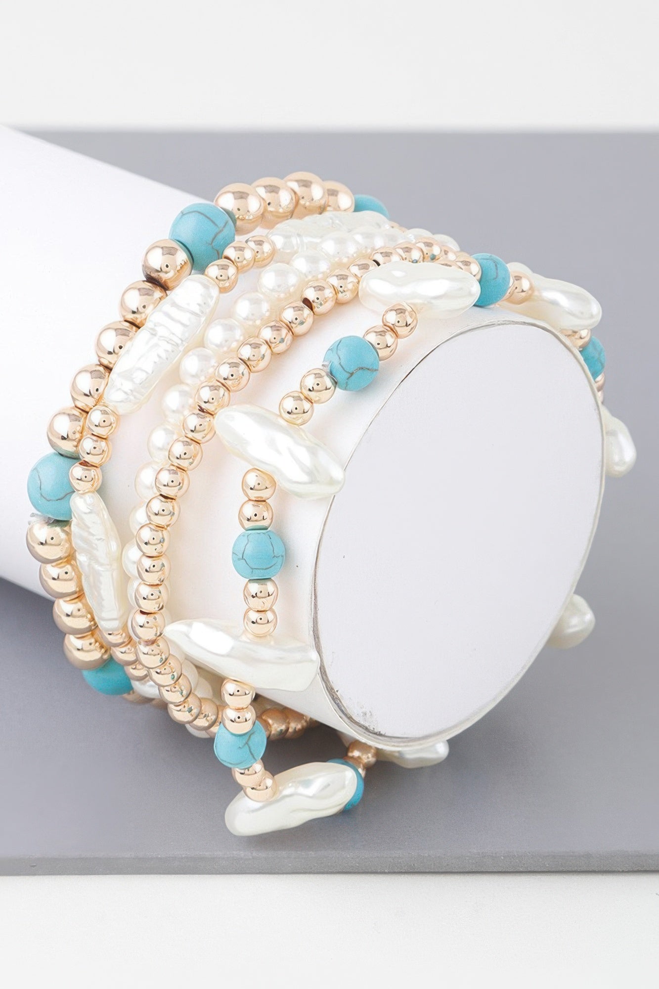 Multi Stone N Pearl Beaded Bracelet - All Season Fashion