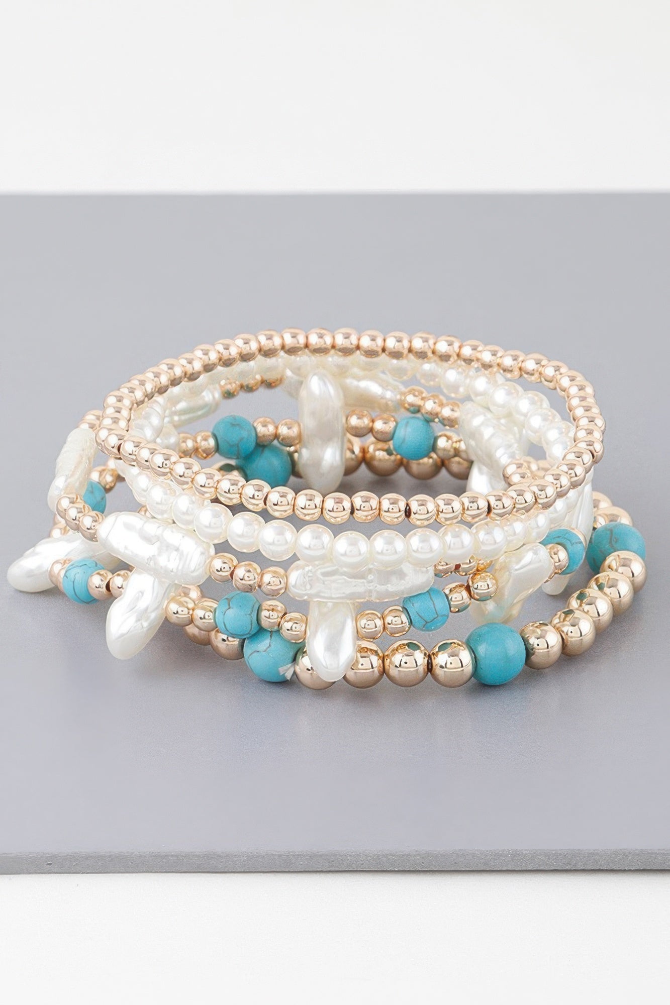 Multi Stone N Pearl Beaded Bracelet - All Season Fashion