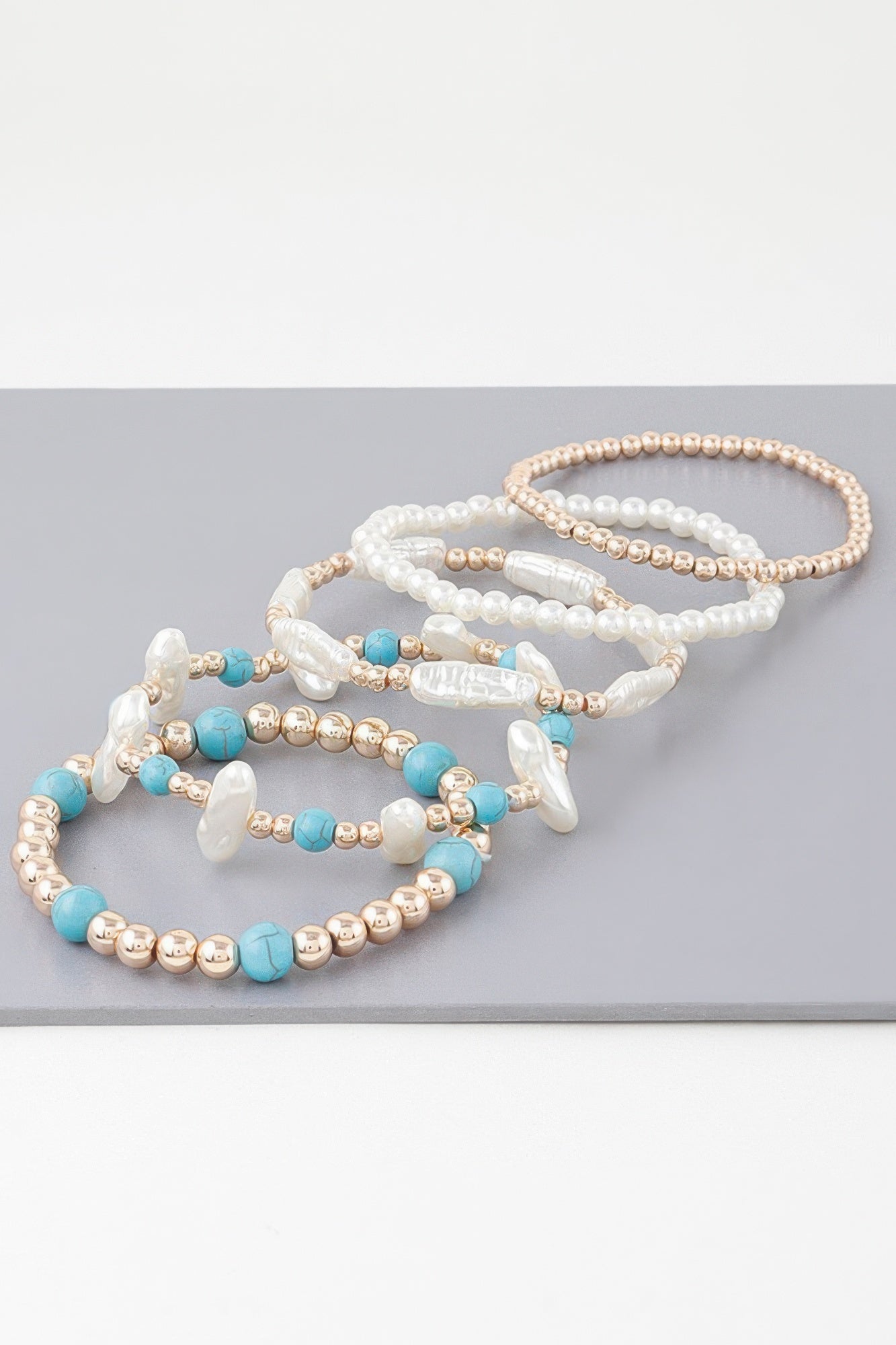Multi Stone N Pearl Beaded Bracelet - All Season Fashion