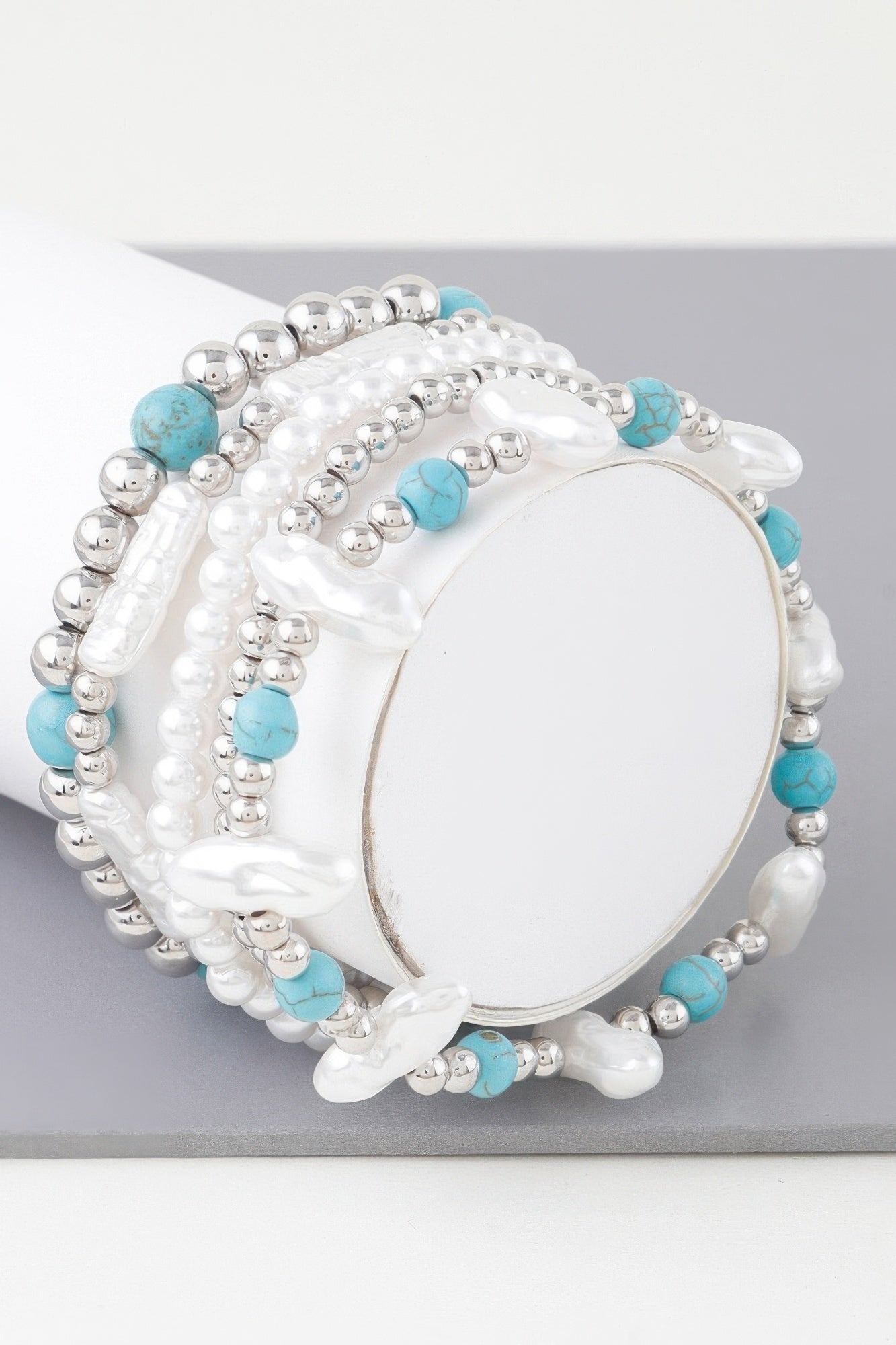 Multi Stone N Pearl Beaded Bracelet - All Season Fashion