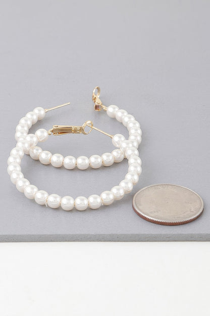 Multi Pearl Hoop Earrings - All Season Fashion
