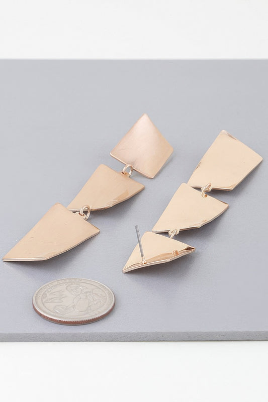 Triple Geometric Drop Earrings - All Season Fashion