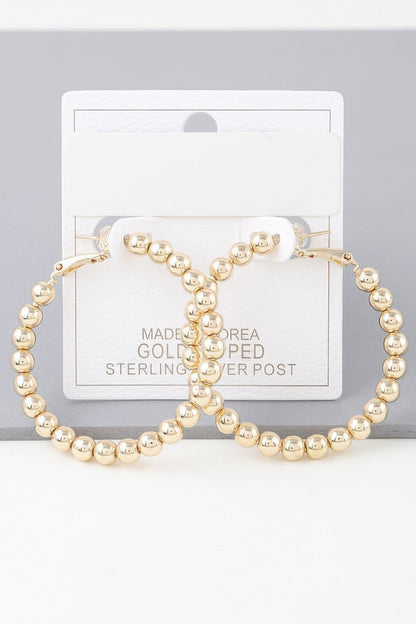 Shiny Beaded Hoop Earrings - All Season Fashion