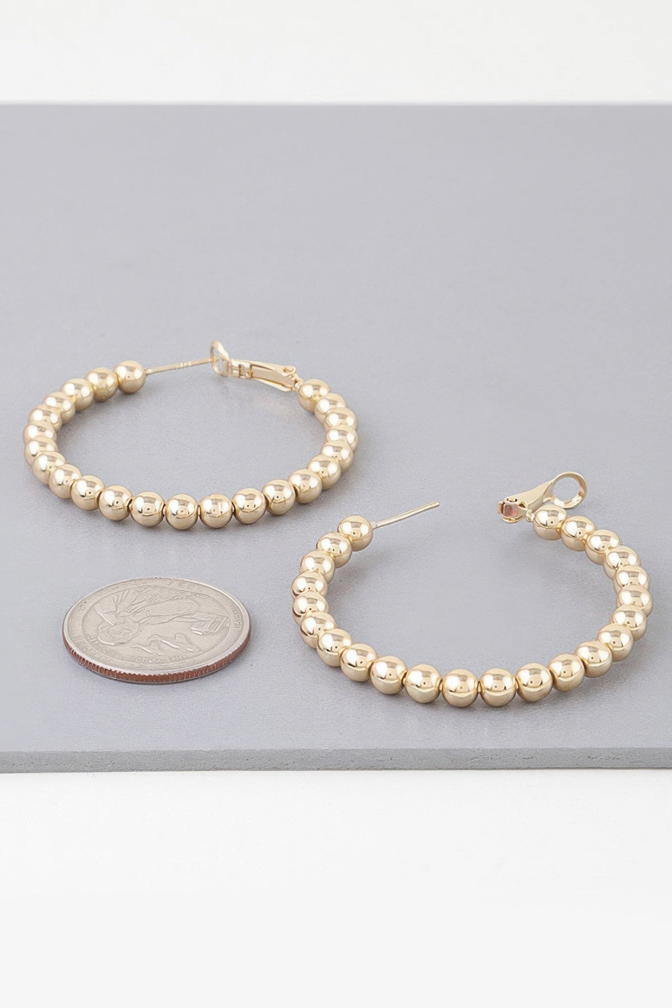 Shiny Beaded Hoop Earrings - All Season Fashion