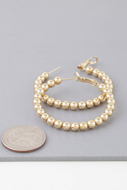 Shiny Beaded Hoop Earrings - All Season Fashion