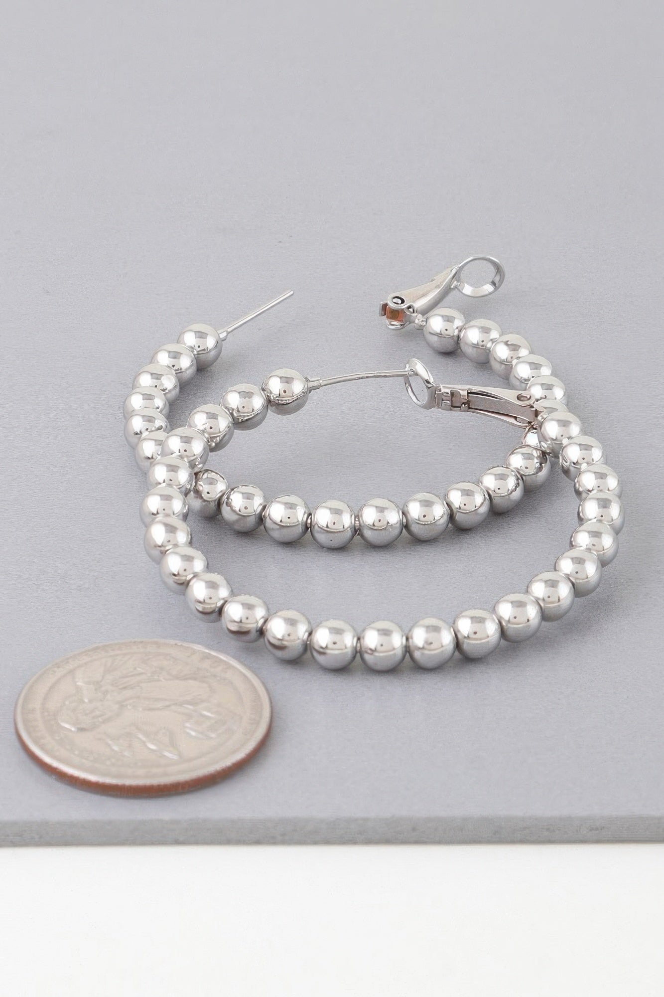Shiny Beaded Hoop Earrings - All Season Fashion