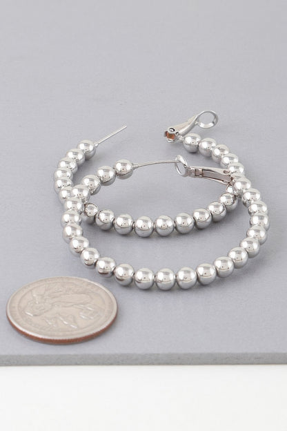 Shiny Beaded Hoop Earrings - All Season Fashion