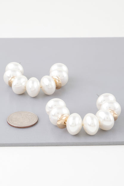 Multi Oval Pearl Hoop Earrings - All Season Fashion