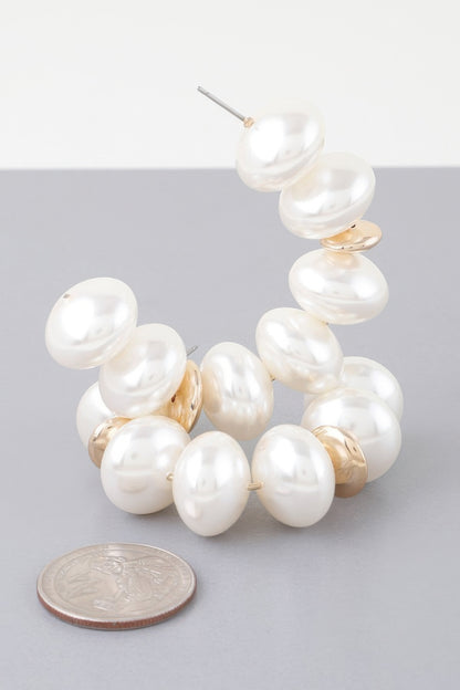 Multi Oval Pearl Hoop Earrings - All Season Fashion