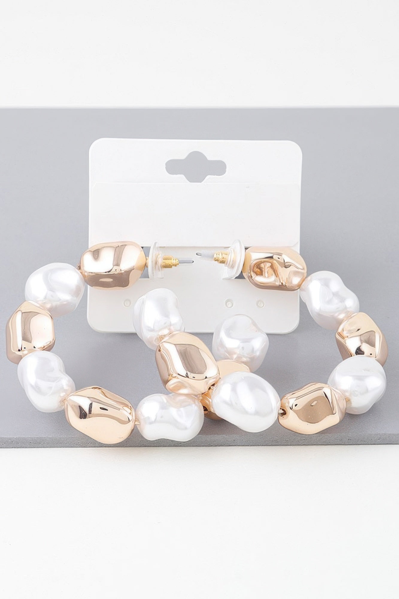 Shiny N Pearl Stone Hoop Earrings - All Season Fashion