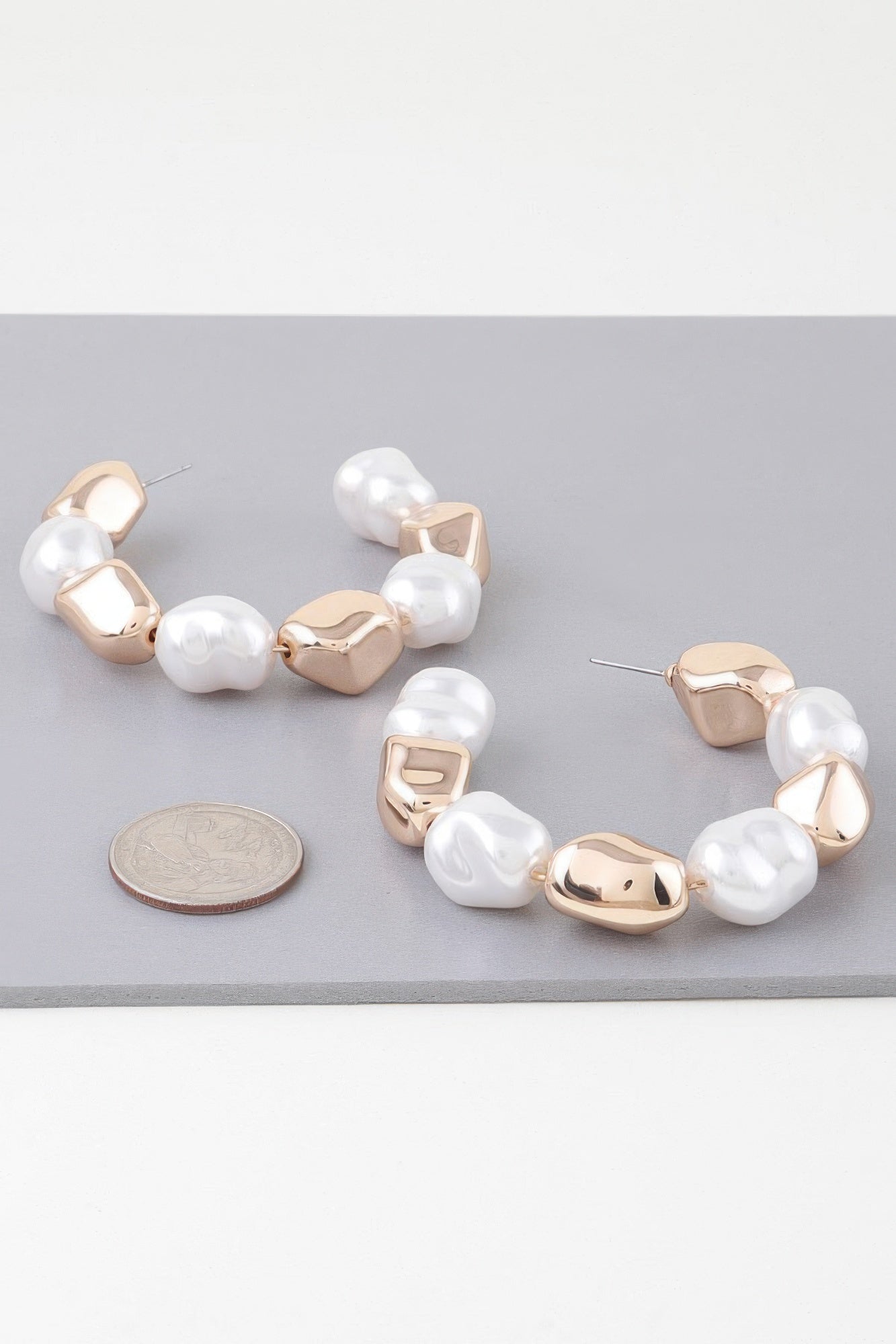Shiny N Pearl Stone Hoop Earrings - All Season Fashion