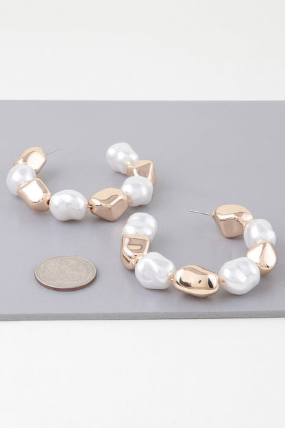 Shiny N Pearl Stone Hoop Earrings - All Season Fashion