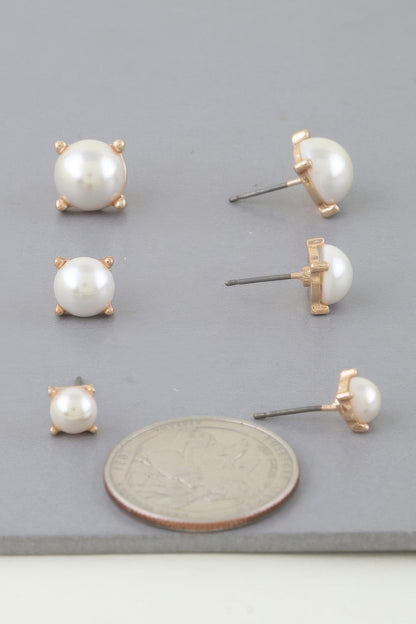 Multi Pearl Stud Earrings Set - All Season Fashion
