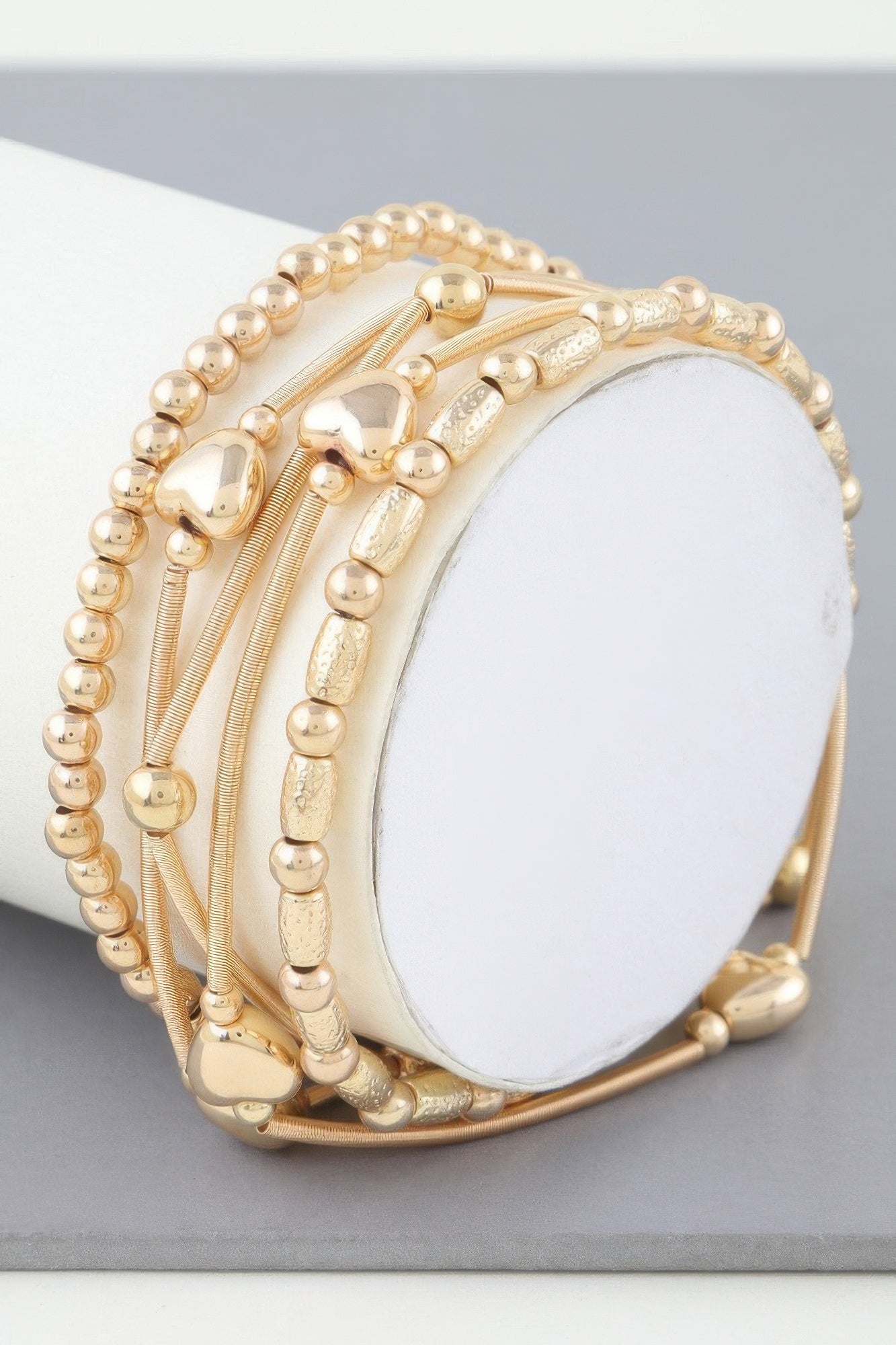 Multi Heart Coil Beaded Bracelet - All Season Fashion