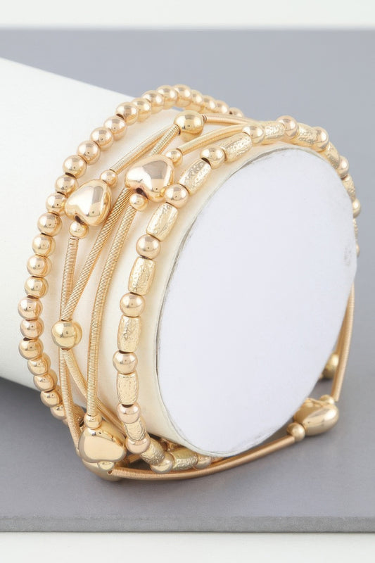 Multi Heart Coil Beaded Bracelet - All Season Fashion
