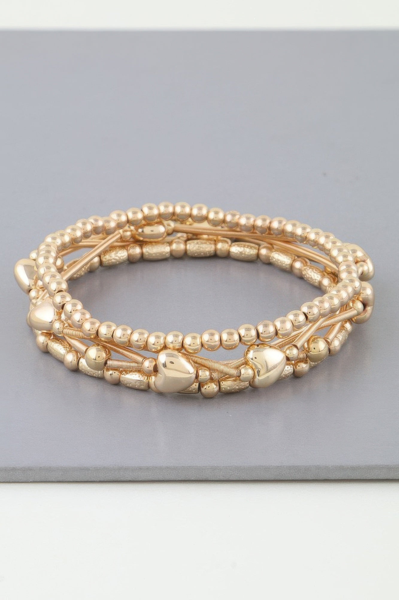 Multi Heart Coil Beaded Bracelet - All Season Fashion