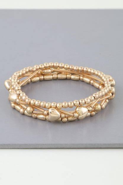 Multi Heart Coil Beaded Bracelet - All Season Fashion