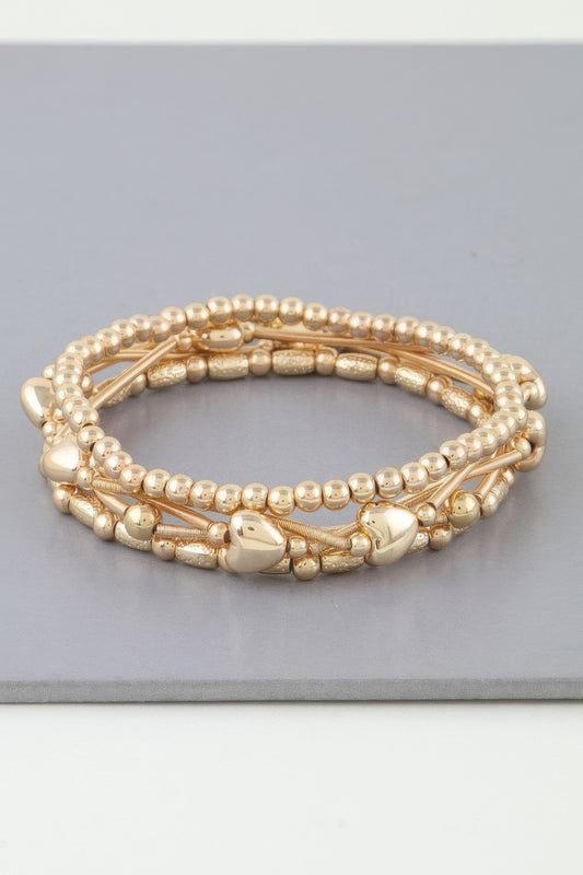 Multi Heart Coil Beaded Bracelet - All Season Fashion