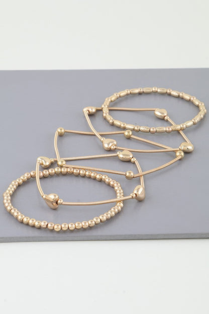 Multi Heart Coil Beaded Bracelet - All Season Fashion