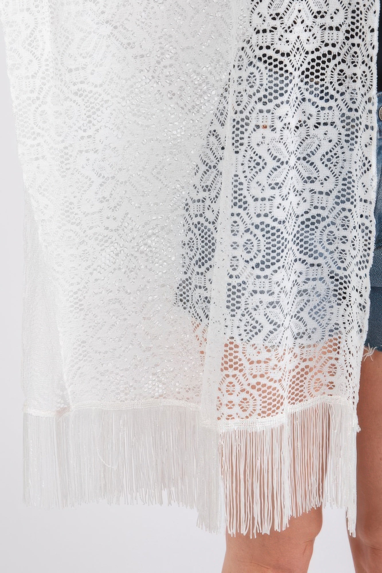 Flower Pattern Crochet Lace Tassel Cover Up - All Season Fashion