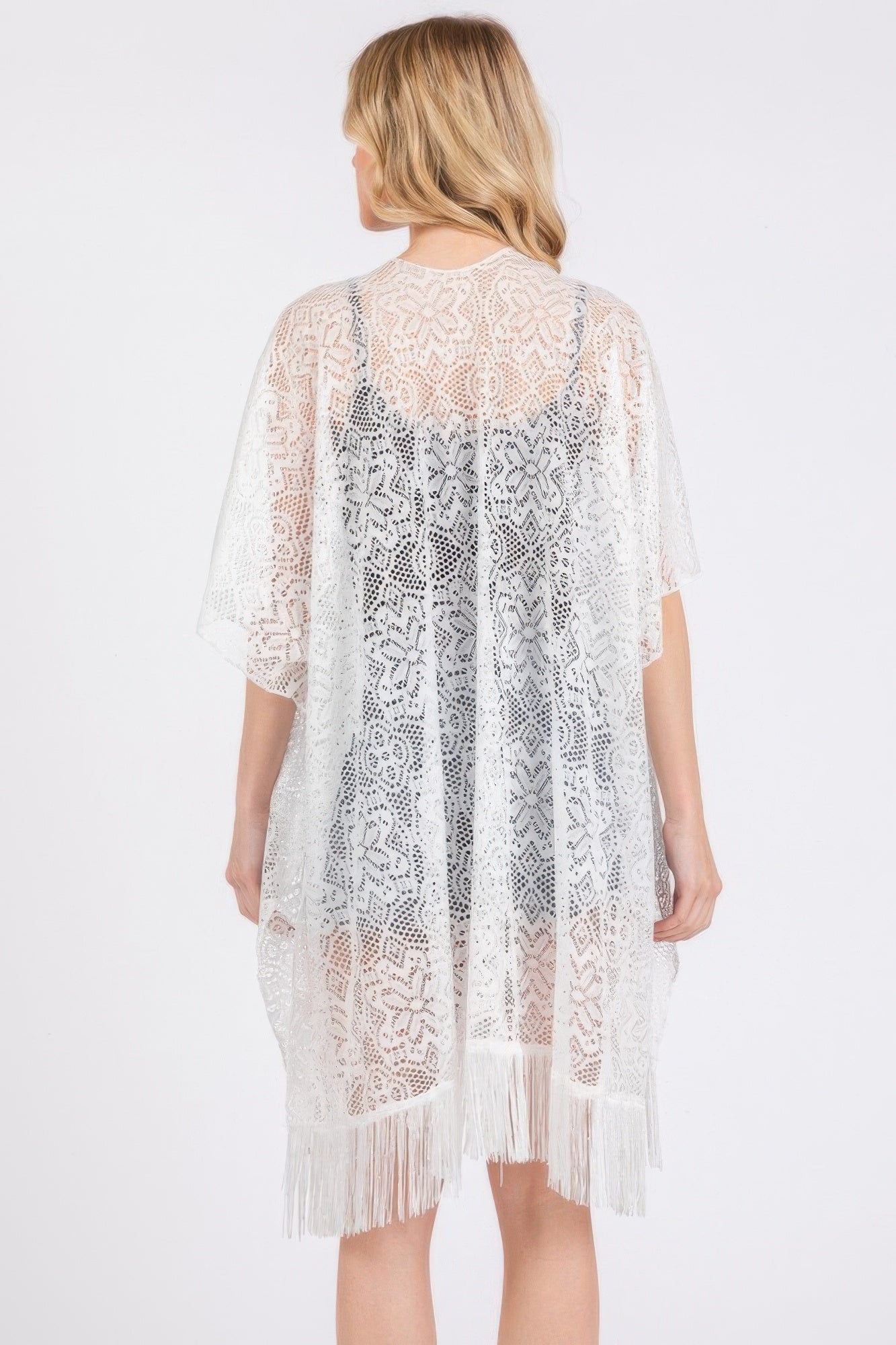 Flower Pattern Crochet Lace Tassel Cover Up - All Season Fashion