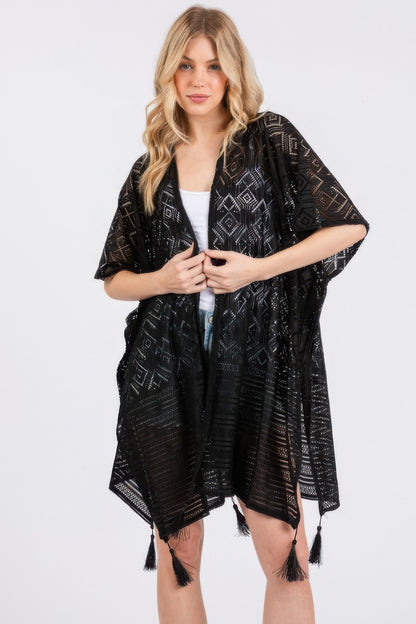 Geometric Pattern Tassel Cover Up - All Season Fashion