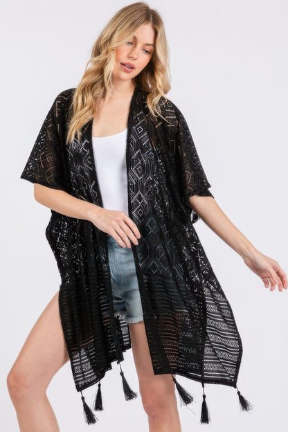 Geometric Pattern Tassel Cover Up - All Season Fashion